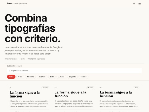 Pares — fuentes que combinan