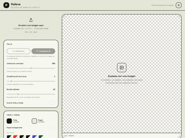 Relieve — estudio de marcas linocut